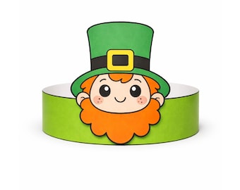 Printable Leprechaun Crown Craft | St Patrick’s Day Headband | Color and B&W Versions