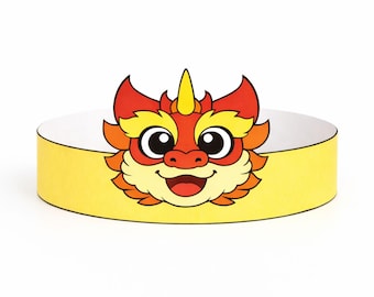 Dragon Crown Craft Printable | Lunar Festival Headband | Preschool Chinese Activity | Color & BW