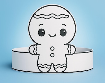 Gingerbread Man Crown Craft Printable | Christmas Headband for Kids | Preschool Holiday Activity