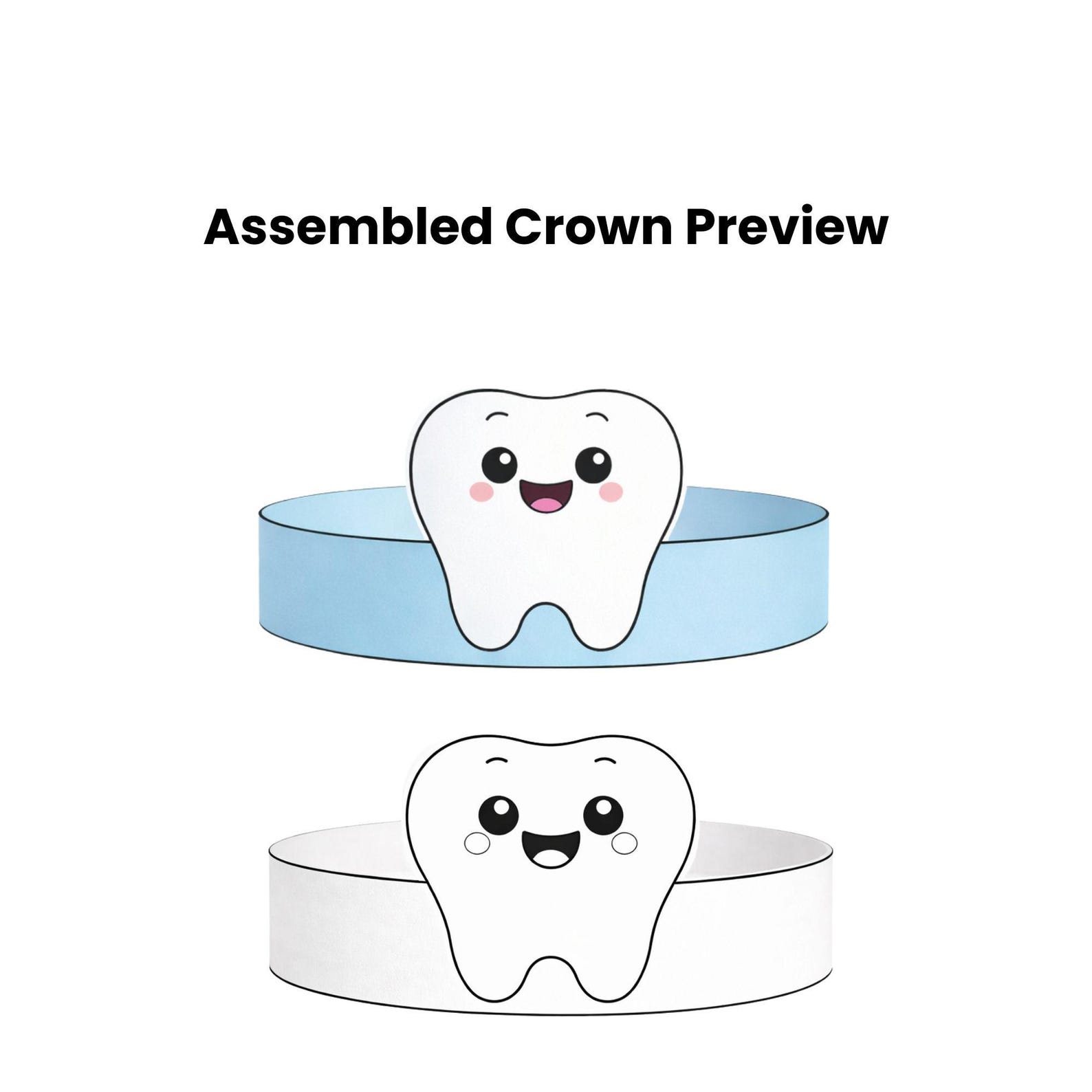 Tooth Crown Pattern Tooth Crown Craft Printable | Color & Black and White | Dental Health ...