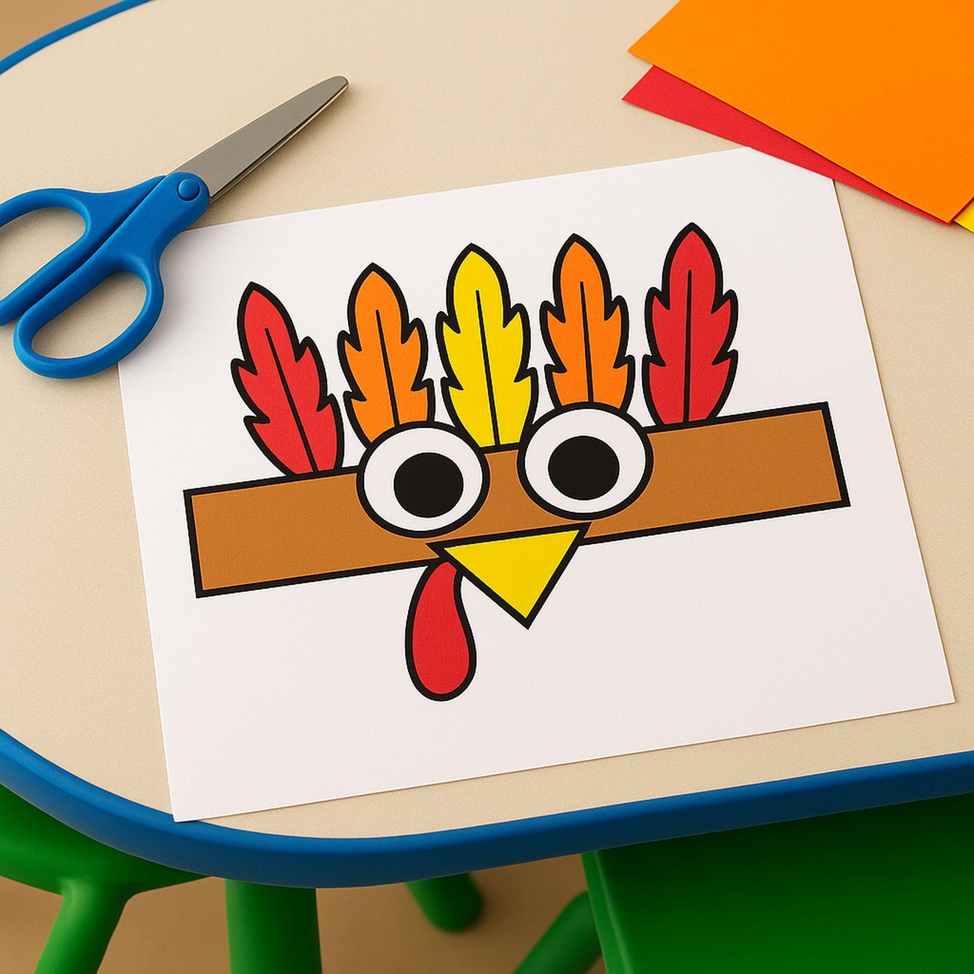 Turkey Headband Craft Printable | Thanksgiving Crown Template | Color ...