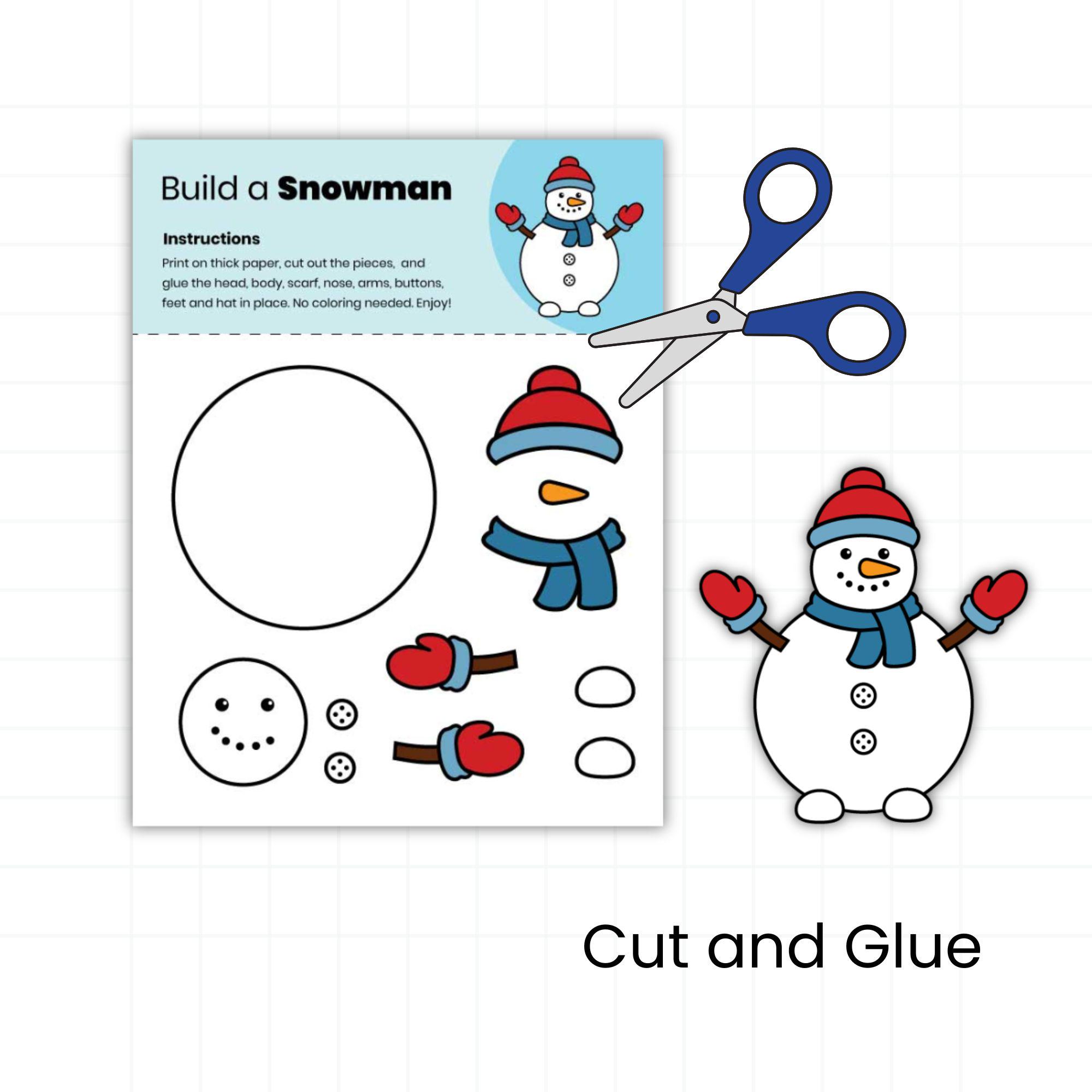 Snowman Cut and Paste Printable | Winter Build a Snowman Activity for ...