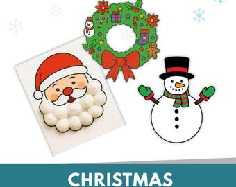 Weihnachtliches Build-a-Craft Bundle | Weihnachtsmann, Kranz & Schneemann | Ausschneiden und Einfügen Aktivitäten