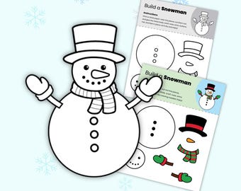 Schneemann Ausschneiden und Einfügen | Build-It Aktivität für Kinder | Winter Projekt