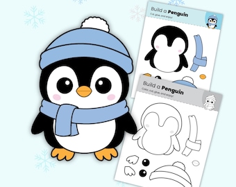 Build a Penguin Craft Printable | Winter Cut and Paste Activity for Preschool & Kindergarten