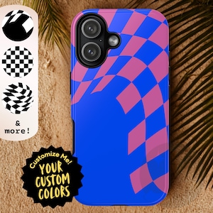 Custom Checkered Wave Phone Case | Personalized Dual Color Hex Code Art