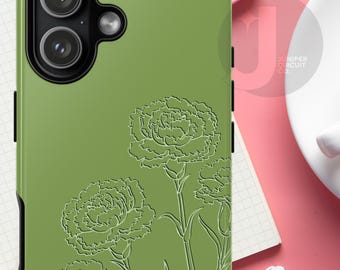 Handyhülle Grüne Nelke | Oscar Wilde LGBTQ+ Symbol | Geätzter botanischer Kunst- Einband