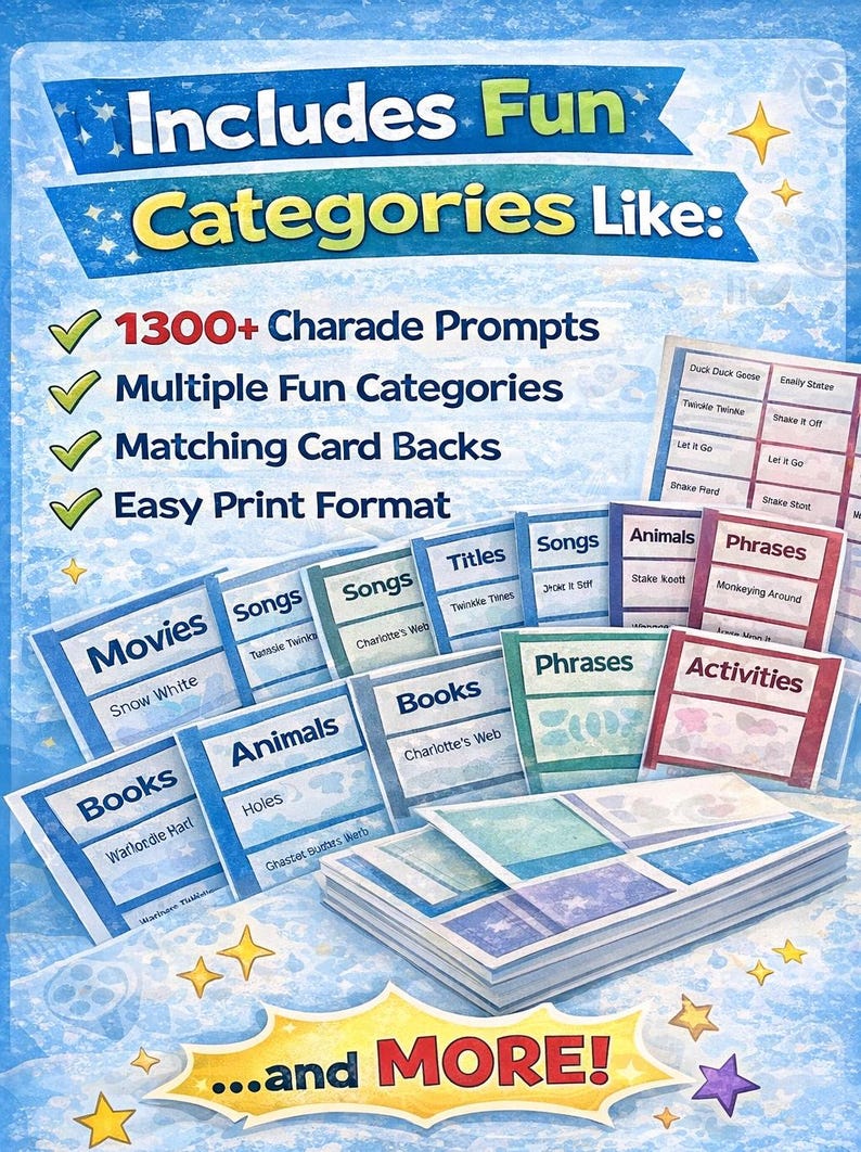 Ultimate Charades Mega Bundle | 1300+ Charades Prompts | Printable ...