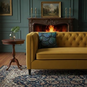 Taie d'oreiller carrée en polyester filé double face avec plumes de paon irisé, coussin saphir émeraude, décoration d'oreiller inspirée de la nature