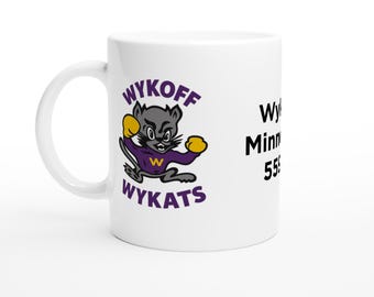 Wykoff Wykats Mug | Vintage School Sports Team Mug | Ceramic Coffee Cup