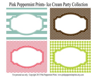 NEW INSTANT DOWNLOAD The Ice Cream Party Collection Printable Party Labels