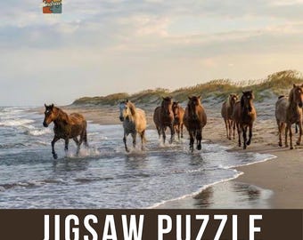Large Outer Banks Wild Ride: Wild Horses on the Beach Jigsaw Puzzle