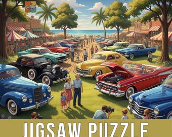 The Sunday Cruise-In Puzzle - Nostalgic Americana Classic Car Scene
