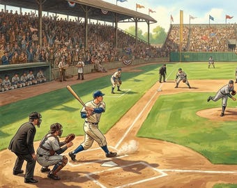 Vintage Baseball Game Day - Classic Ballpark Jigsaw Puzzle