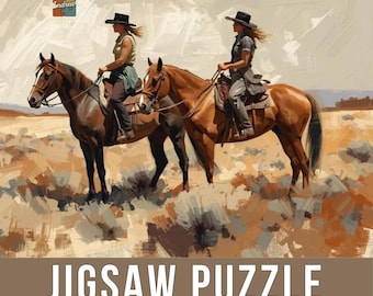 Western Cowgirls on Horses Puzzle 100, 250, 500 Piece Jigsaw