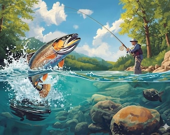 Artistic Fly Fishing Trout Puzzle | 100 250 500-Piece Jigsaw Puzzle