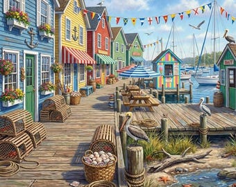 Seaside Boardwalk Puzzle 100, 250, 500-Piece | Marina Market Coastal Jigsaw