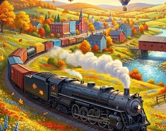 Autumn Train Journey Puzzle | Fall Landscape Jigsaw