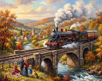 Autumn Express Train Jigsaw Puzzle – Nostalgic Steam Train Design