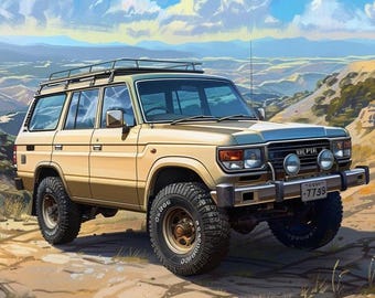 Vintage 4x4 Adventure SUV Puzzle | Scenic Off-Road Landscape 100, 250, or 500 Piece Jigsaw