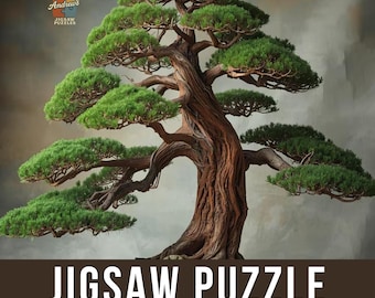 Large Redwood Bonsai Wall Art Jigsaw Puzzle with Tin