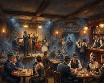1920s Jazz Club Jigsaw Puzzle – Vintage Speakeasy Art Deco Scene
