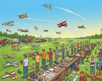RC Airplane Airfield Puzzle | Model Plane Aerial Scene, 100, 250, 500 Piece Jigsaw