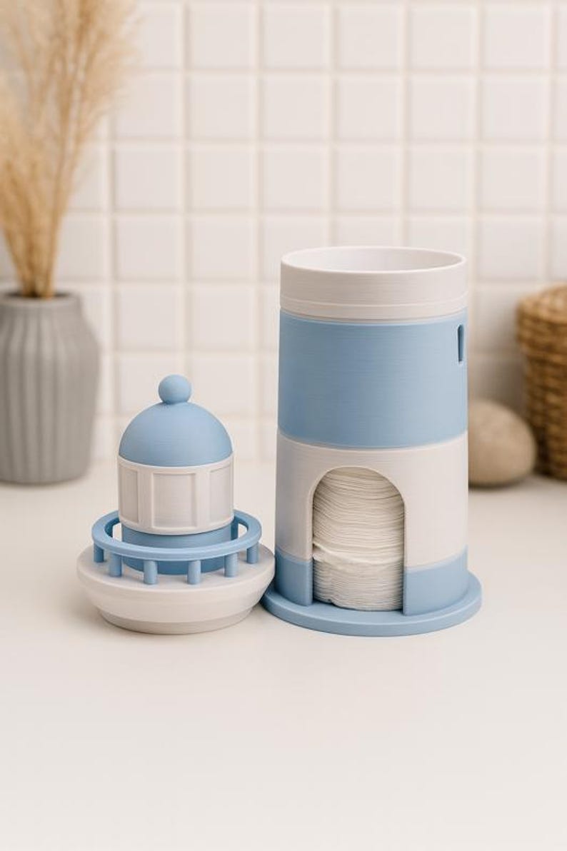 Lighthouse Cotton Pad Dispenser – a Maritime Bathroom Highlight - Etsy ...