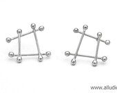 ATOMIC retro sterling silver square & dots earring stud / post
