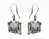 BOND TOGETHER steampunk oxidised sterling silver earrings dangle hook