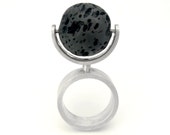 ORBIS TERRARUM Sterling Silver Kinetic Ring with Lava Stone