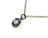 BOND TOGETHER steampunk oxidised silver pearl necklace pendant