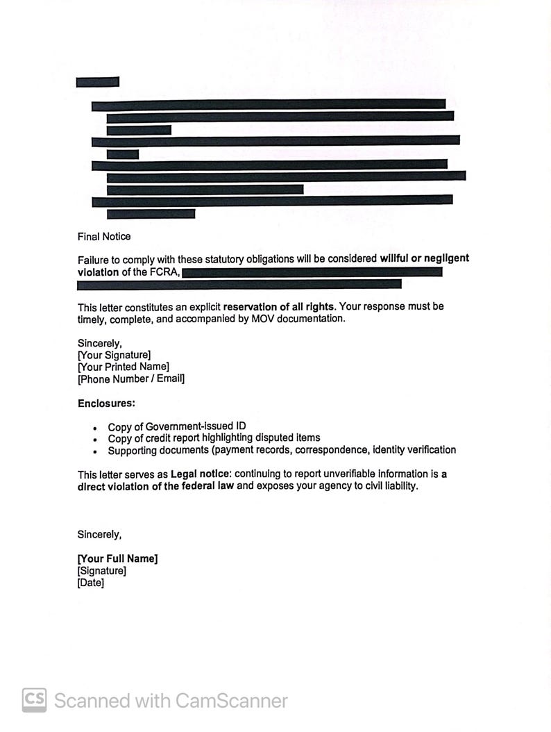 Letter Template – Method of Verification Letter for Credit Report ...