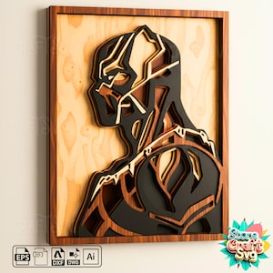 Black Panther Layered SVG: Superhero Laser Cut File