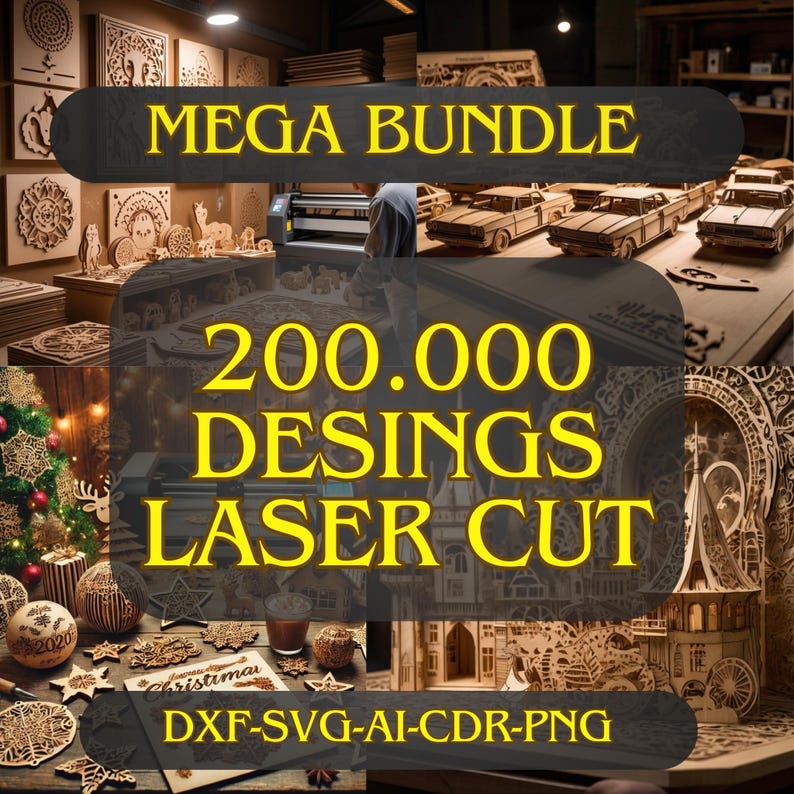 200K Laser Cut Design Files | SVG DXF AI, Layered Mandala, Christmas ...