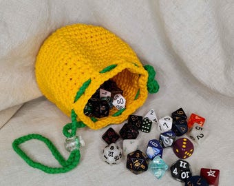Crochet Dice Bags | Handmade  | TTRPG Dice Pouch | Fruit themed
