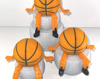 3D Printed Articulated Basketball Desk Toy with Legs | Poseable Basketball Figurine | Sports Desk Decor | Basketball Buddy | Lucky Charm