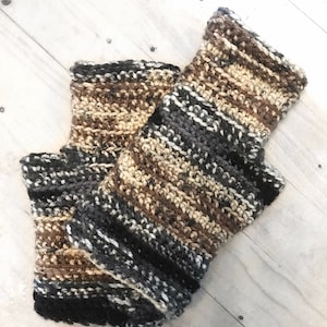 Handmade Crochet Fingerless Gloves: Striped Wrist Warmers
