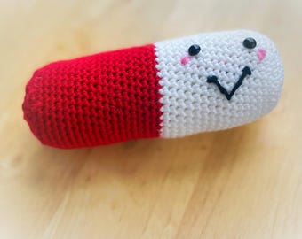 Crochet Chill Pill Amigurumi: Handmade Acrylic Yarn Plush