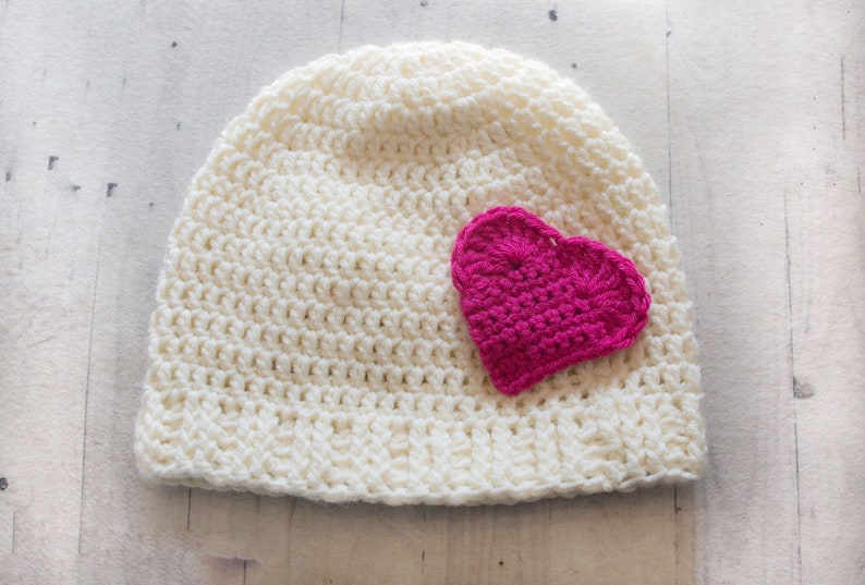 Crochet Valentine Heart Beanie Crochet Baby To Adult Hat Beanie Baby Heart Beanie Womens Heart Beanie Heart Hat Valentine Hat image 2