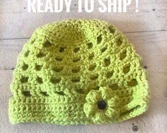 Ready To Ship Today - Crochet Child Size Beanie - Spring Hat - Baby Crochet Spring Hat - Summer Hat - Crochet Sunhat