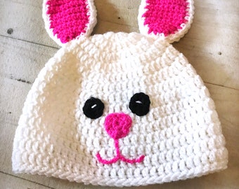 Crochet Bunny Hat - Easter Bunny Hat - Baby And Child Bunny Hat - Crochet Easter Hat