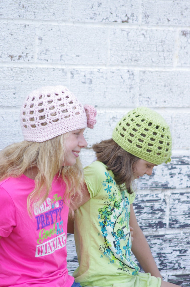 Crocheted Beanie Girls Crochet Beanie Fall Winter Or Summer Beanie Pick Your Color Spring Beanie image 3