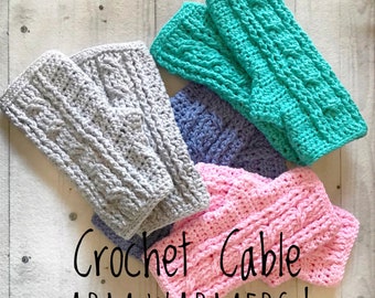 Fingerless Gloves - Crochet Wristers - Cable Crochet Wristers - Arm Warmers - Texting Gloves - Wrist Warmers - Women's Mittens