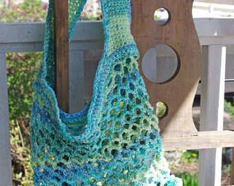Crochet Market Bag - COLOR CHOICES AVAILABLE - Cotton Tote - Beach Bag - Mesh Bag - Produce Bag - Reusable Grocery Bag- Made To Order