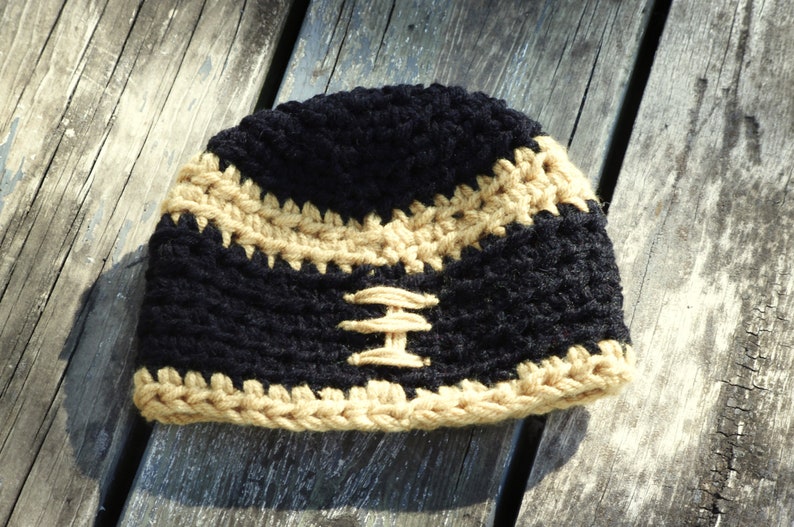 Iowa Hawkeye Colors Black And Gold Black And Yellow Crochet Baby Hat Crochet Baby Football Beanie Crochet Beanie