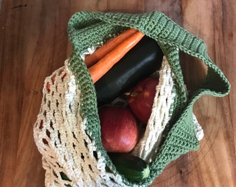 Hand Crocheted Cotton Market Bag: Reusable Beach Tote