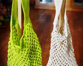 Hand Crocheted Cotton Market Bag - Reusable Tote