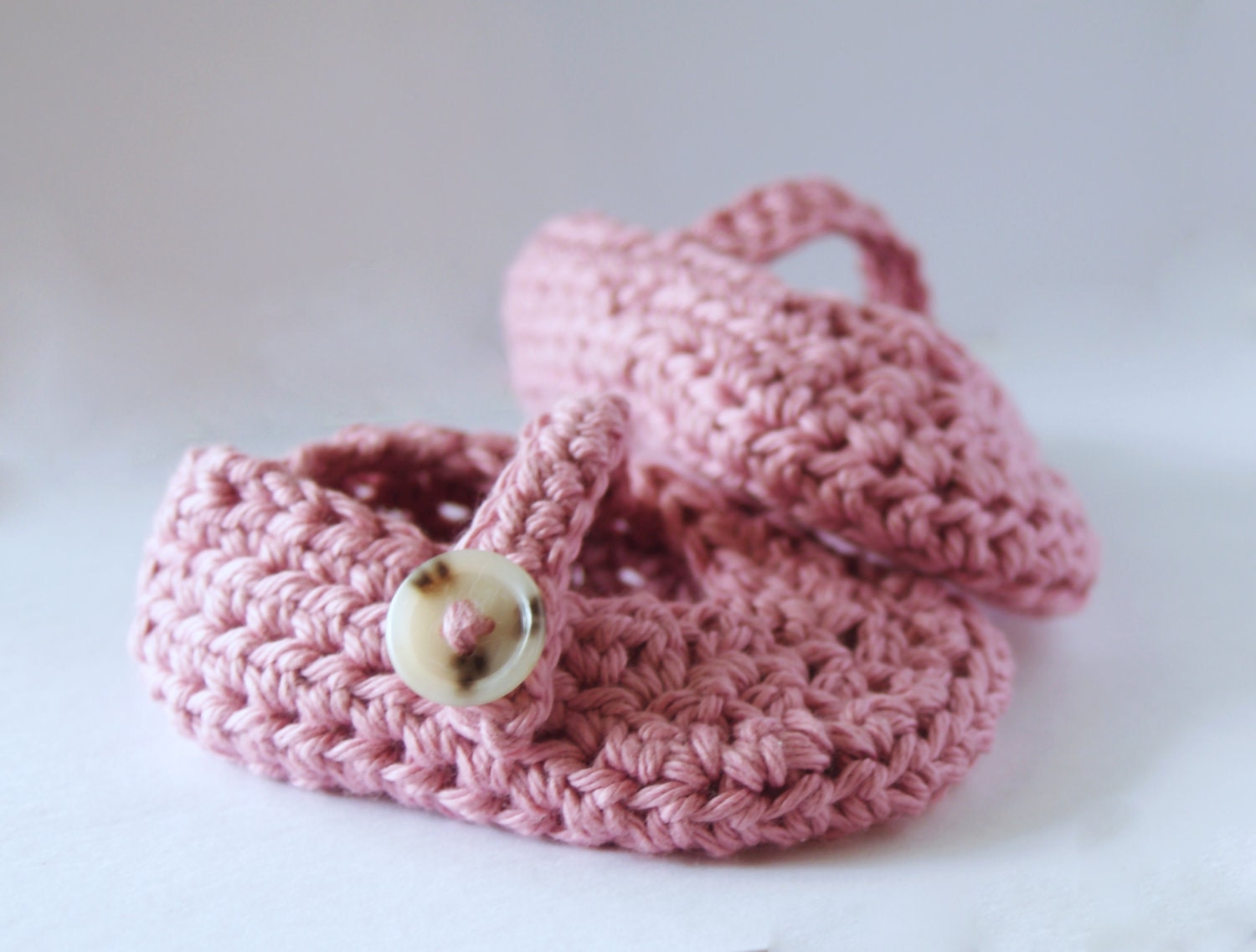 Crocheted Baby Mary Janes Baby Booties Cotton Yarn | Etsy