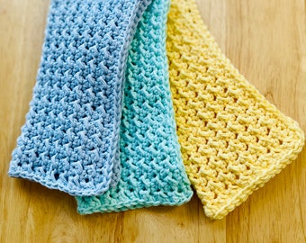 Crochet Washcloths  - 100% Cotton - Set of 3 - Bath Or Kitchen - Choose Colors - Handmade Crochet